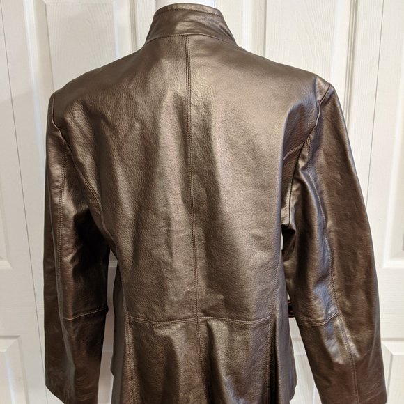 Bernardo Bronze Metallic Leather Jacket - Picture 2 of 9